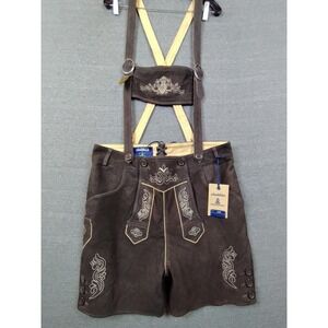 NEW Chubbies Mens Large Lederhosen Brown Suede Lamb Leather German Oktoberfest